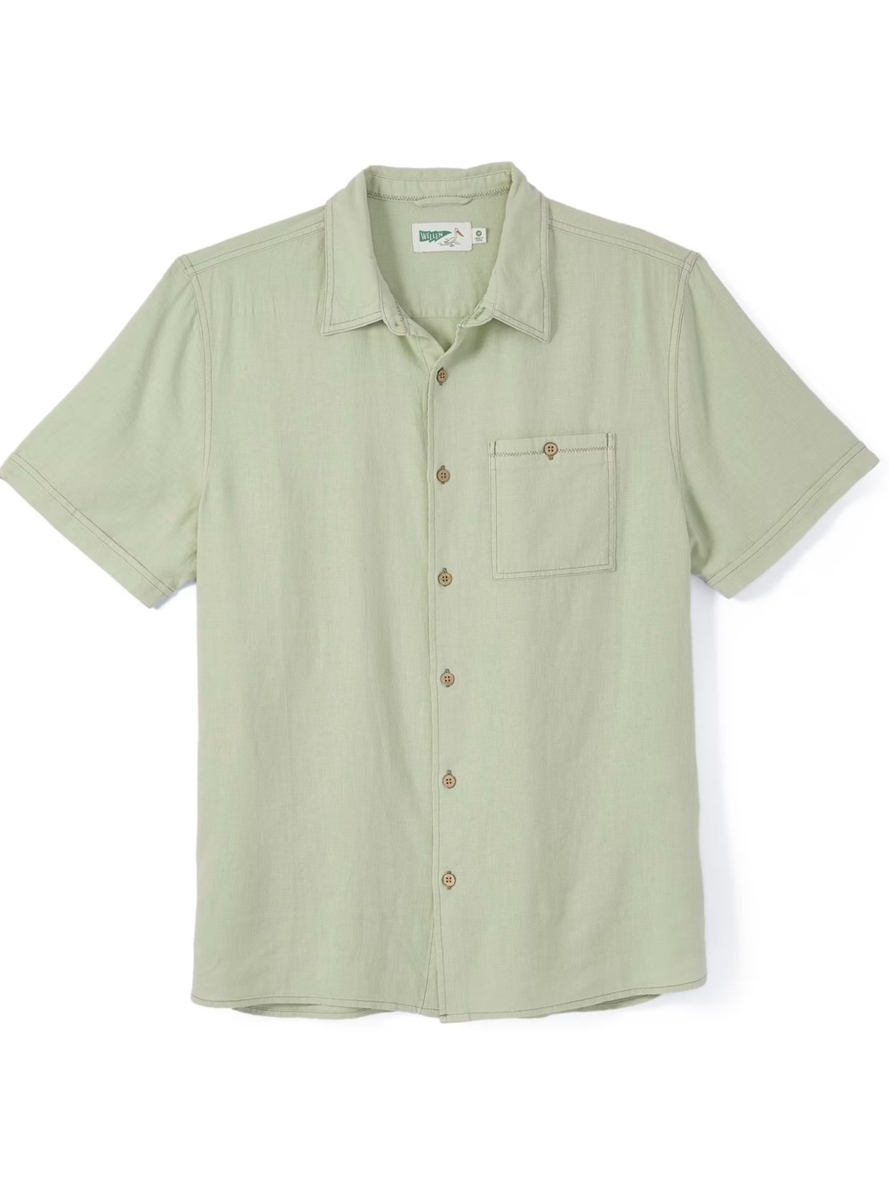 Huckberry Wellen Easy Linen Short Sleeve Shirt Size L Dusty Olive